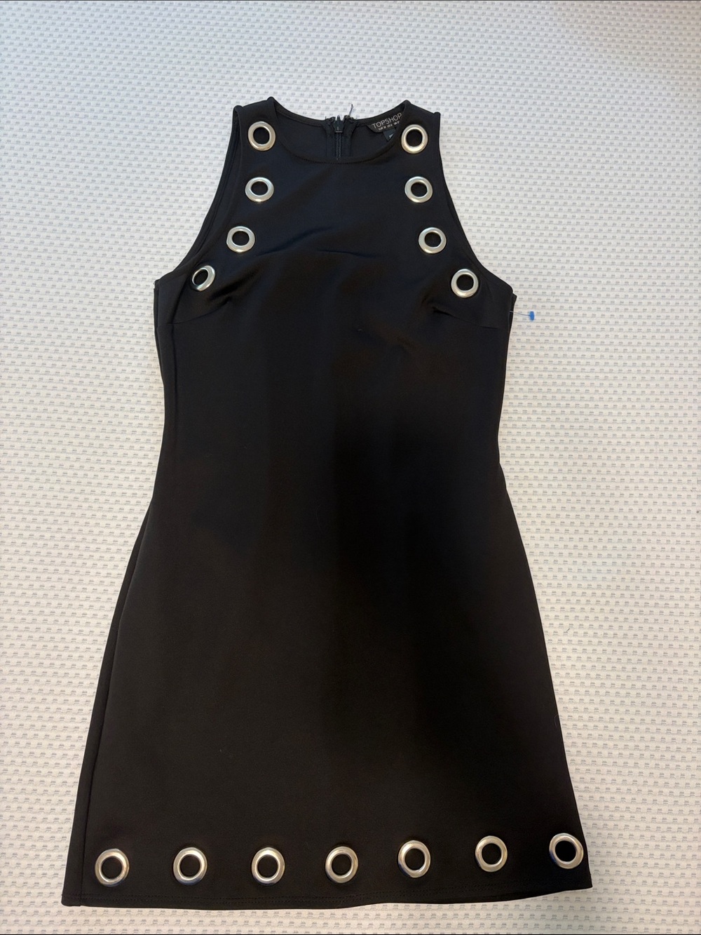Topshop Eyelet Grommet Black Sleeveless body con Dress